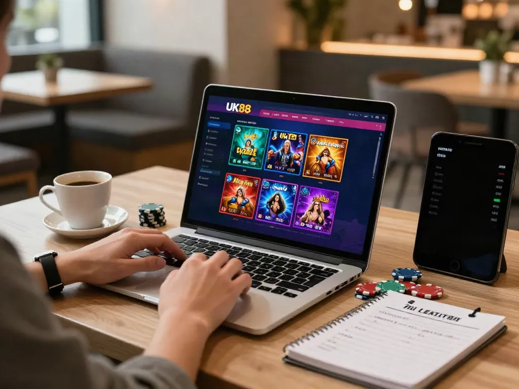 Engaging scene at https://uk88win.org/ showcasing online gambling with colorful casino games and betting options.