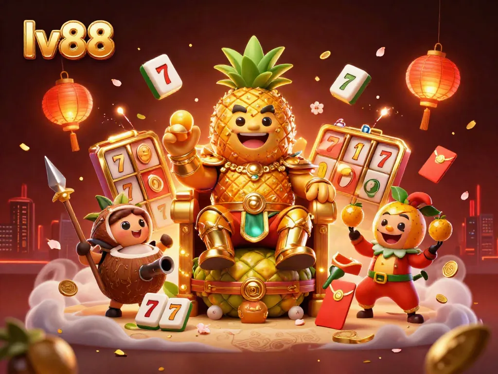 Engage with lv88's vibrant online casino experience featuring colorful characters and lively gaming elements.